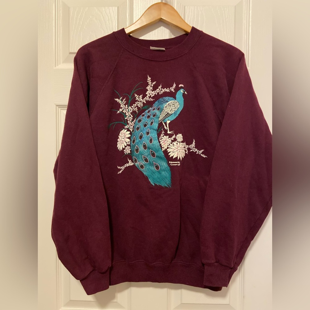 Vintage 80s Peacock Hanes Made In USA XL Maroon